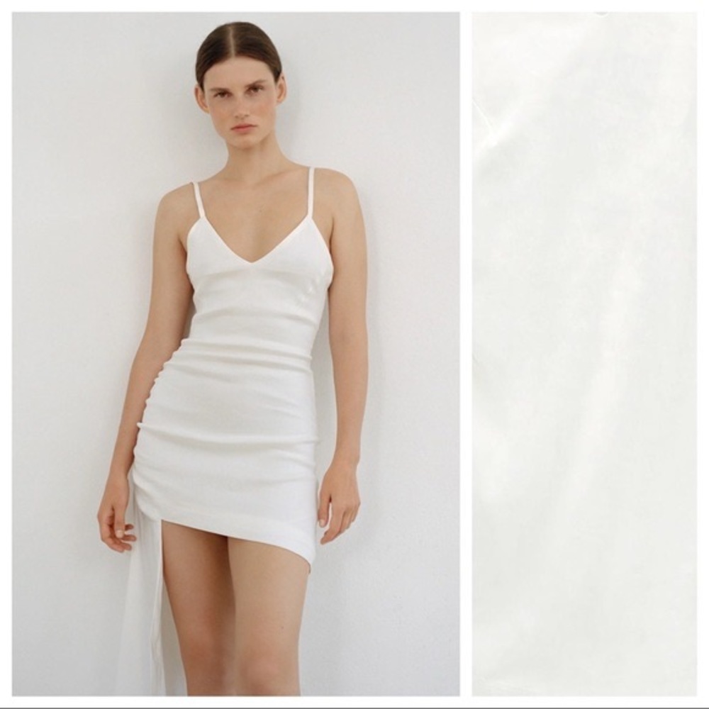 Zara Rustic Asymmetrical Dress Ivory NWT